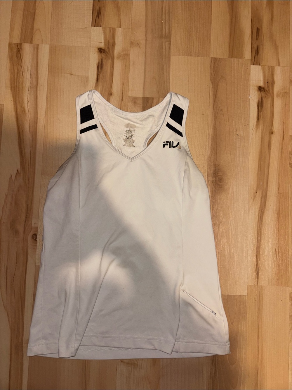 Fila White Tank Top with Black Stripe Accents